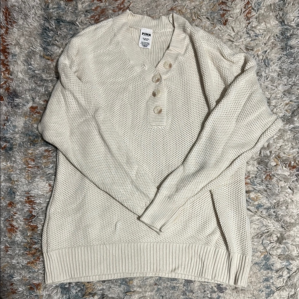PINK Victoria's Secret Cream Crew Neck Sweater